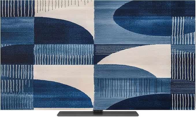 Dark Blue Color Blocks Indoor TV Cover, Elastic TV Screen Protector Abstract by Unknown