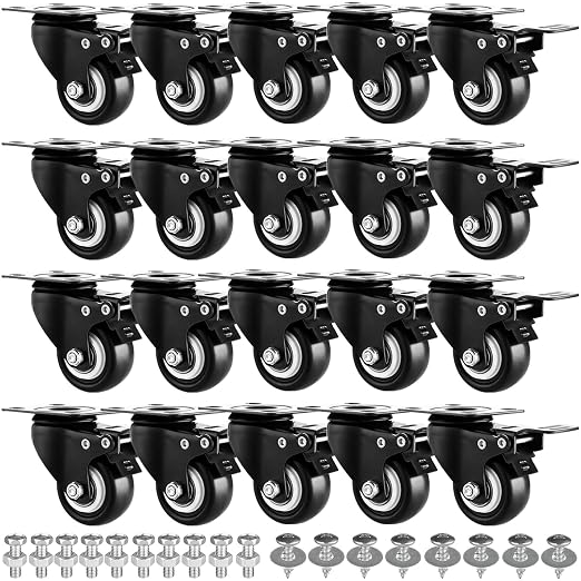 1.5" Casters Set of 20 Heavy-Duty Industrial Caster Wheels by GcFoir