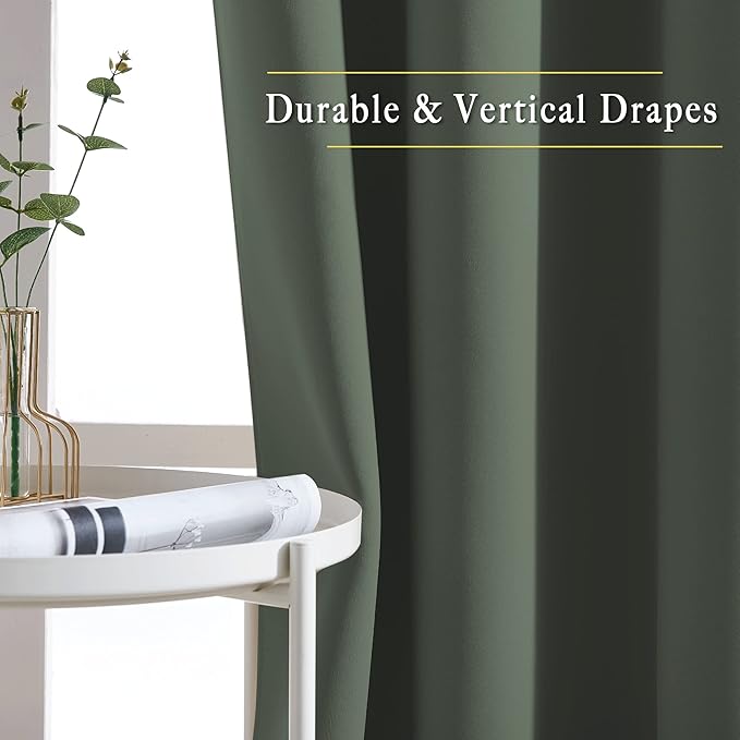 NICETOWN Blackout Curtains and Drapes for Living Room - Thermal Insulated Solid Grommet Top Blackout Panels/Draperies for Kid's Room/Bedroom (Dark Mallard, 1 Pair, 80 x 84 Inch)