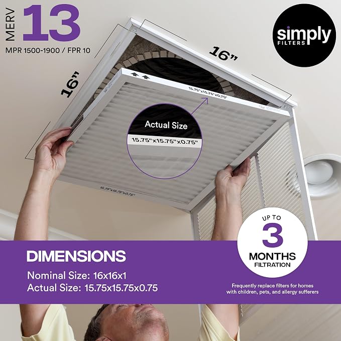 Simply 16x16x1 Air Filter, MERV 13, 4 Pack, - Image 3