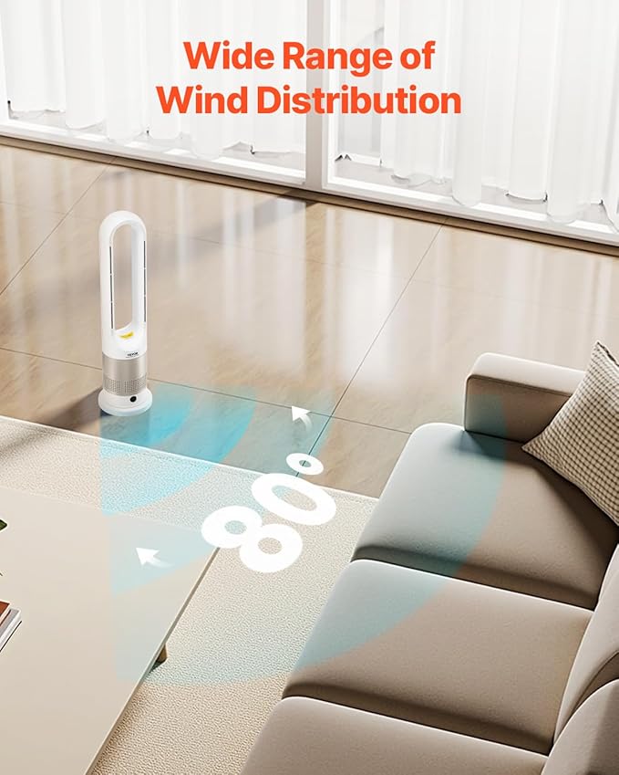 VEVOR Tower Fan Bladeless, 16 ft/s Velocity Quiet Floor Fan - Image 5