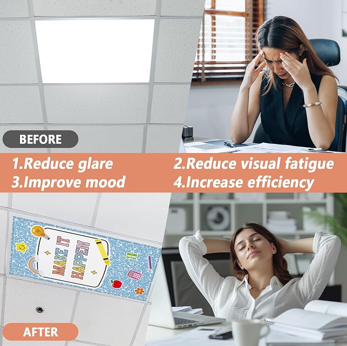 QOUBAI 8 Pcs Fluorescent Light Covers, 4 x 2 Ft Magnetic Light Filters Notebook - Image 7