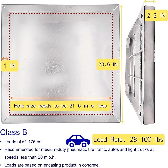 24x24 in Invisible Stainless Steel Manhole Cover and Frame - Image 2
