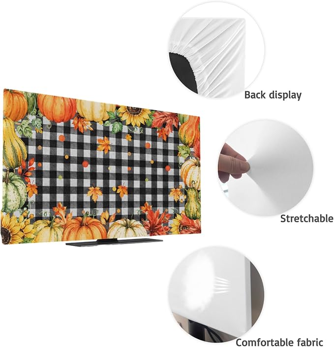 Thanksgiving Autumn Orange Pumpkins Indoor TV Cover, Elastic TV Screen - Image 7