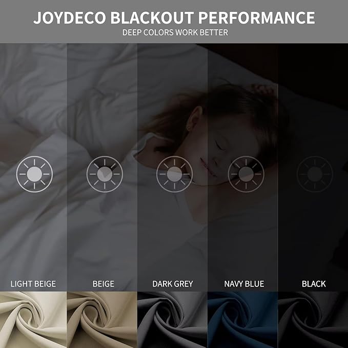 Joydeco Blackout Curtains 63 Inch Length 2 Panels Set, Thermal Insulated Long Curtains& Drapes 2 Burg, Room Darkening Grommet Drapes for Living Room Bedroom Window (W52 x L63 Inch, Peacock Blue)