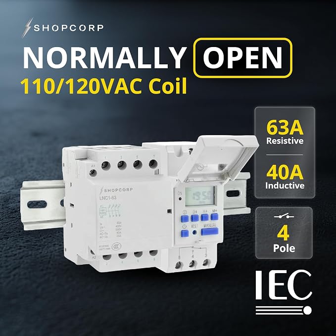 4 Pole Contactor 120v Coil Normally Open 110/120VAC Coil, Motor Load 40a and - Image 2