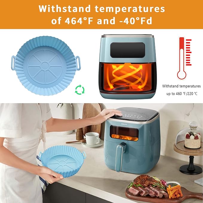 UOUYOO Air Fryer Silicone Pot, 3 pack Air Fryer Silicone Liners Fits 3QT - 5QT - Image 6