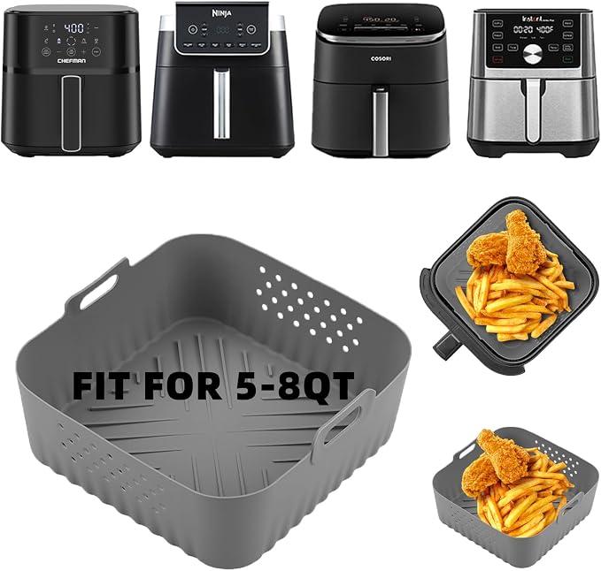LYHOLKEER Silicone Air Fryer Basket Liners, Reusable by LYHOLKEER