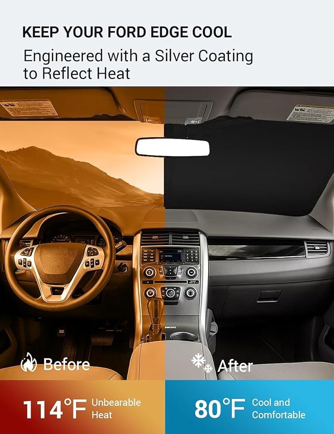 Proadsy 2026 Upgrade Windshield Sun Shade Custom Fit 2007-2014 Ford Edge - Image 3