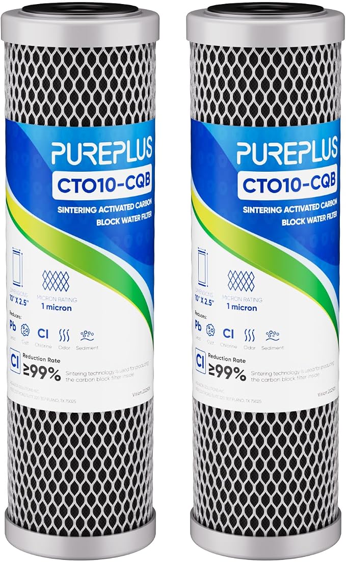 1 Micron 2.5" x 10" Whole House CTO Carbon Water Filter Cartridge Replacement by PUREPLUS