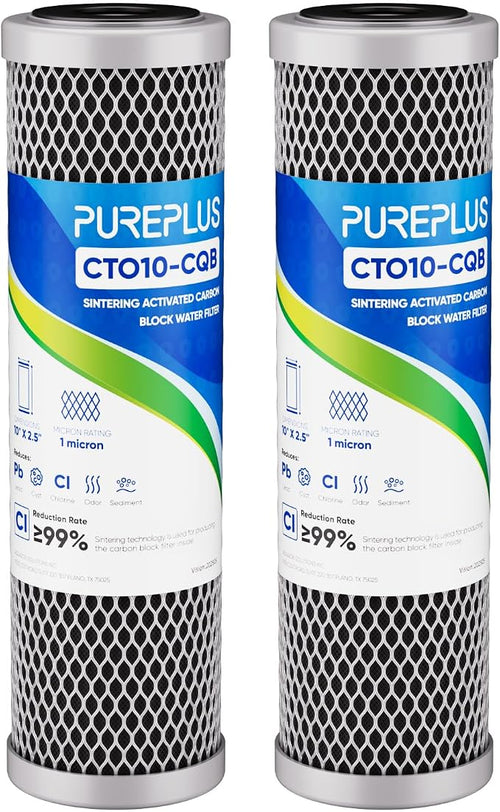 1 Micron 2.5" x 10" Whole House CTO Carbon Water Filter Cartridge Replacement by PUREPLUS