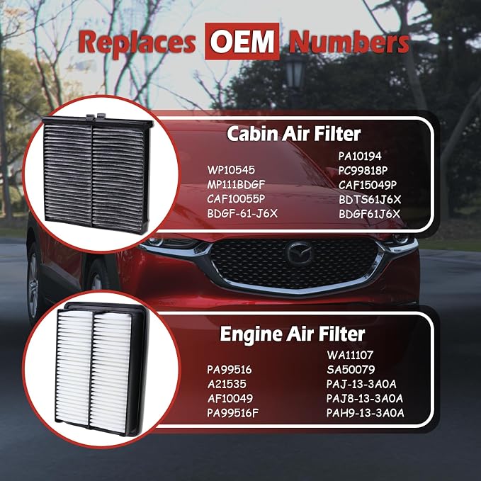 PAJ8-13-3A0A Engine Air Filter and BDGF-61-J6X Cabin Air Filter kit Compatible - Image 3