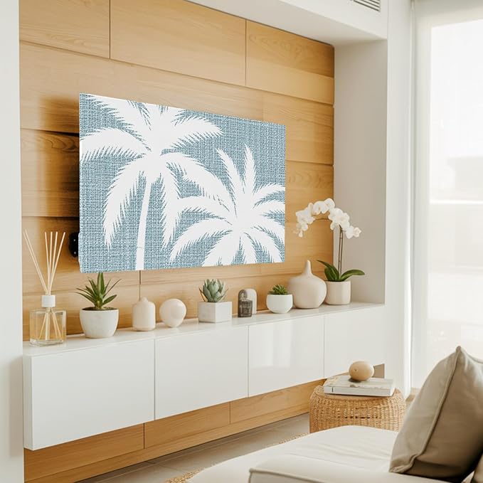 Summer Coastal Palm Tree Silhouette Indoor TV Cover, Elastic TV Screen - Image 2