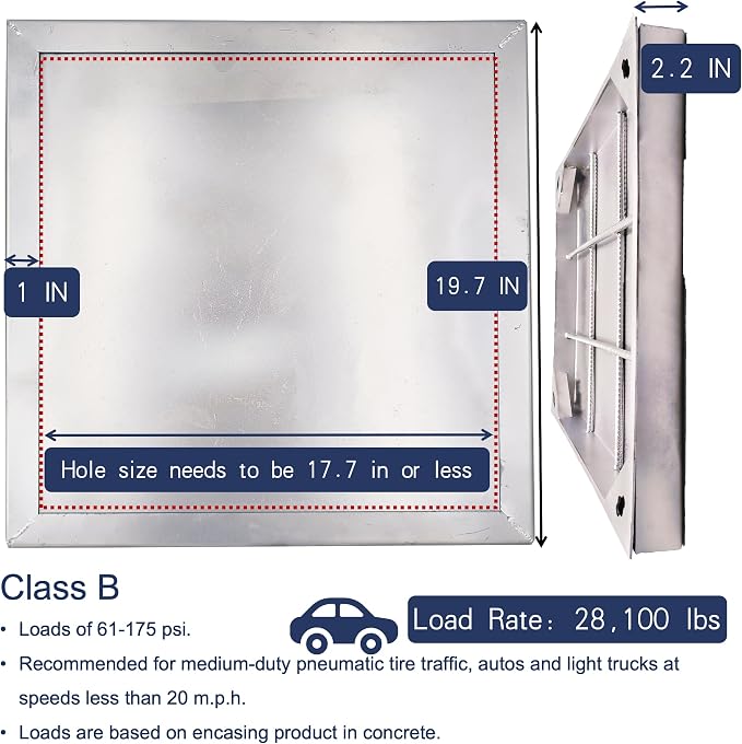 20x20 Invisible Stainless Steel Manhole Cover and Frame - Image 2