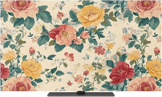 Classic Flower Spring Watercolor Floral Indoor TV Cover, Elastic TV Screen by Unknown