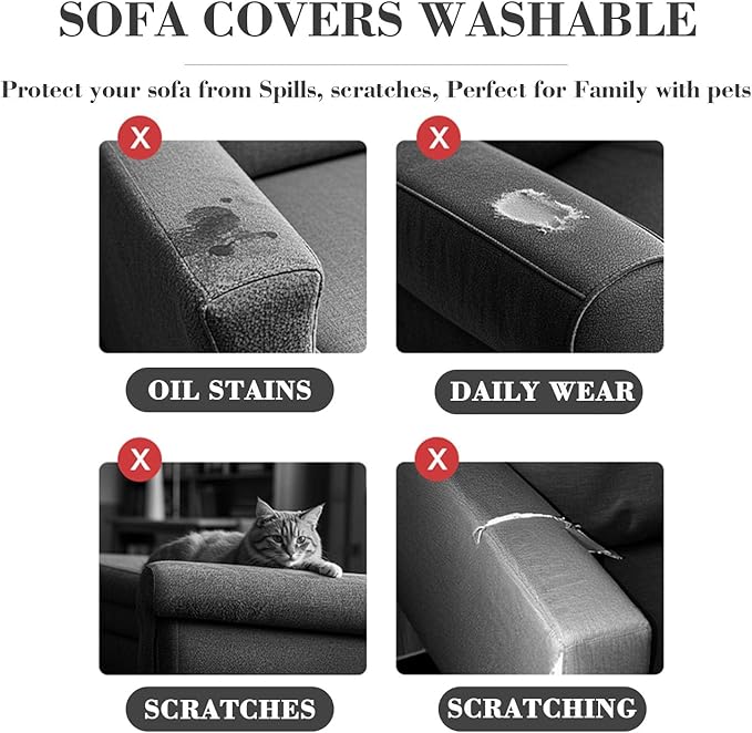 2Pcs Couch Arm Covers, Armrest Cover for Sofa, Sofa Arms Covers Washable Arms with Twist Pins Soft,Skin-Friendly for Pets (Texture Light Coffee, Armrest Cover)