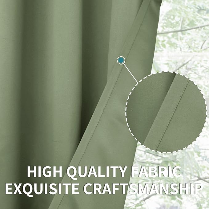 BGment Grass Green Black Out Curtains 63 Inch Long for Bedroom - Spring Style Room Decor Thermal Insulated Grommet Minimalist Window Treatments Drapes, 2 Panels, 42 x 63 Inch