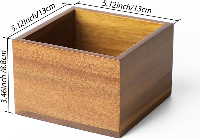 LBEMEY Remote Control Holder Caddy, Farmhouse Acacia Wood TV Remote Holder - Image 2
