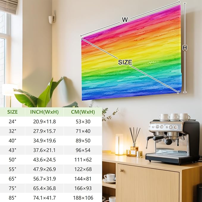 Rainbow Ripple Watercolor Gradient Indoor TV Cover, Elastic TV Screen Protector - Image 3