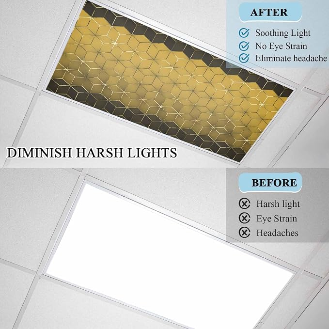 2x4 ft Fluorescent Light Cover for Ceiling Modern Yellow Gradient Geometric - Image 4
