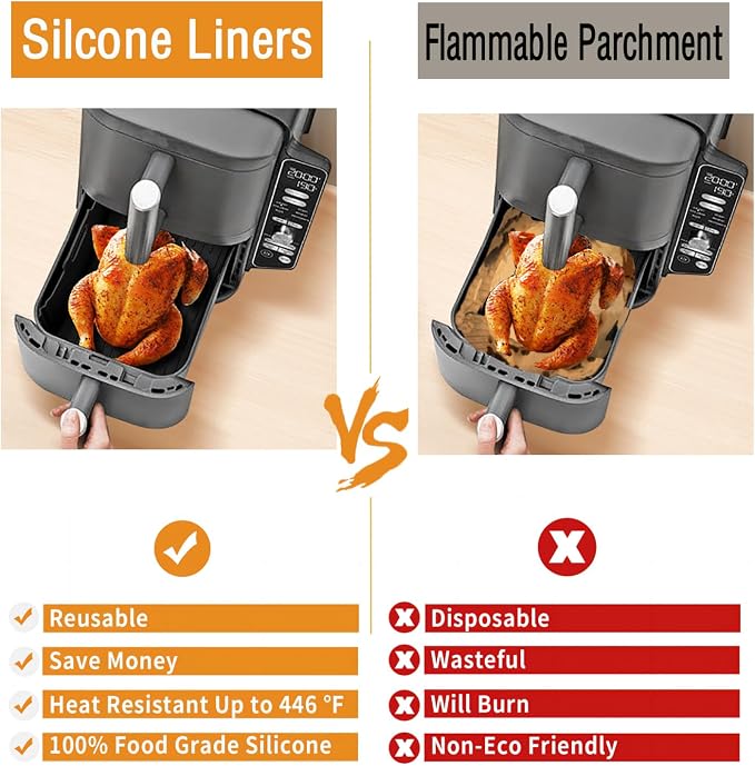 Silicone Air Fryer Liners for Ninja 10QT DoubleStack XL 2-Basket SL401 SL400 - Image 3
