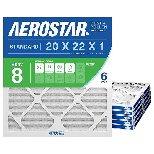 Aerostar 20x22x1 MERV 8 Air Filter, ACTUAL SIZE, Air Conditioning & Furnace by AirFiltersDelivered