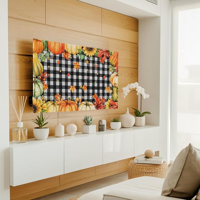 Thanksgiving Autumn Orange Pumpkins Indoor TV Cover, Elastic TV Screen - Image 3