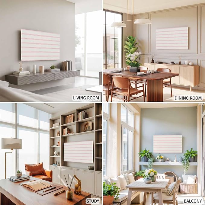 Minimalist Pink Stripe on Beige Indoor TV Cover, Elastic TV Screen Protector - Image 5