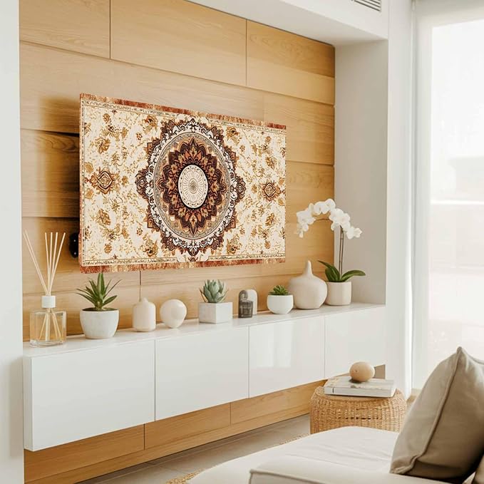 Boho Vintage Ethnic Floral Texture Indoor TV Cover, Elastic TV Screen Protector - Image 2