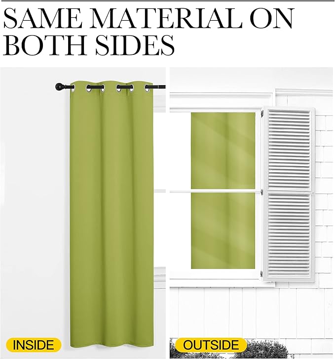 NICETOWN Fresh Green Blackout Curtains 96 inches Length for Living Room, 2 Panels, 55" Wide, Thermal Insulated Long Drapes for Large Window