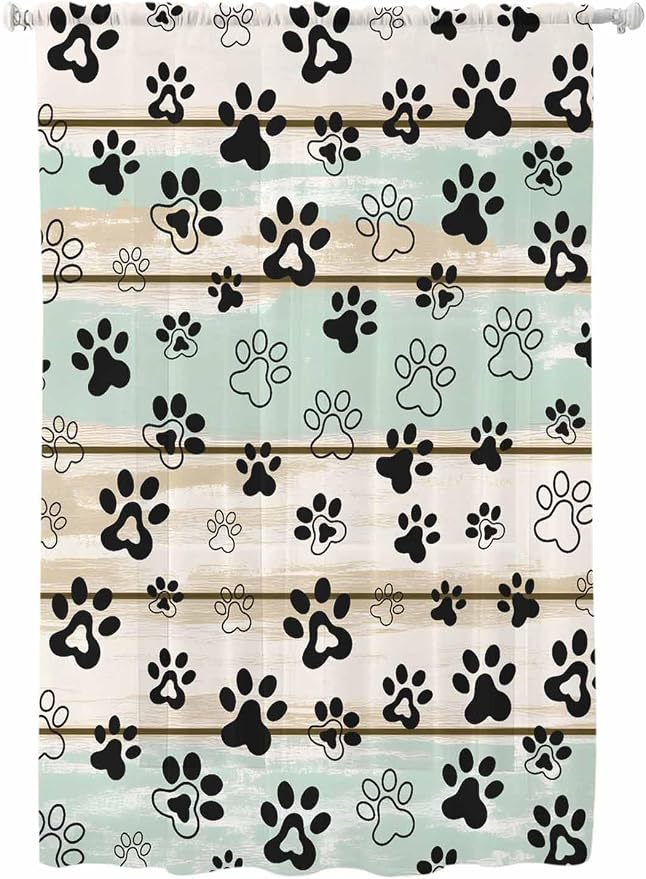 Sheer Curtains 63 Inch Length, Sage Green Beige Farmhouse Semi Sheer Curtains by Unknown