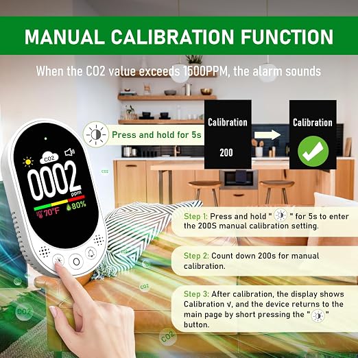 LSENLTY Upgraded CO2 Detector Plug in Wall Design, 3 in 1 Air Quality Detector - Image 6