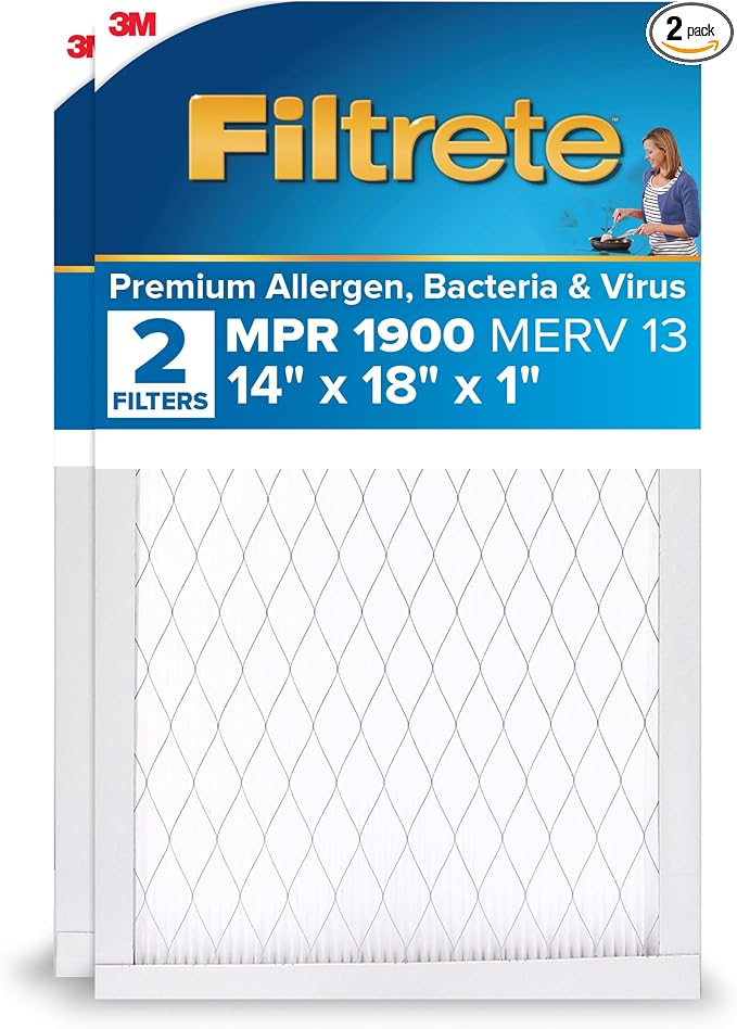 Filtrete 14x18x1 AC Furnace Air Filter, MERV 13, MPR 1900, Premium Allergen by Filtrete
