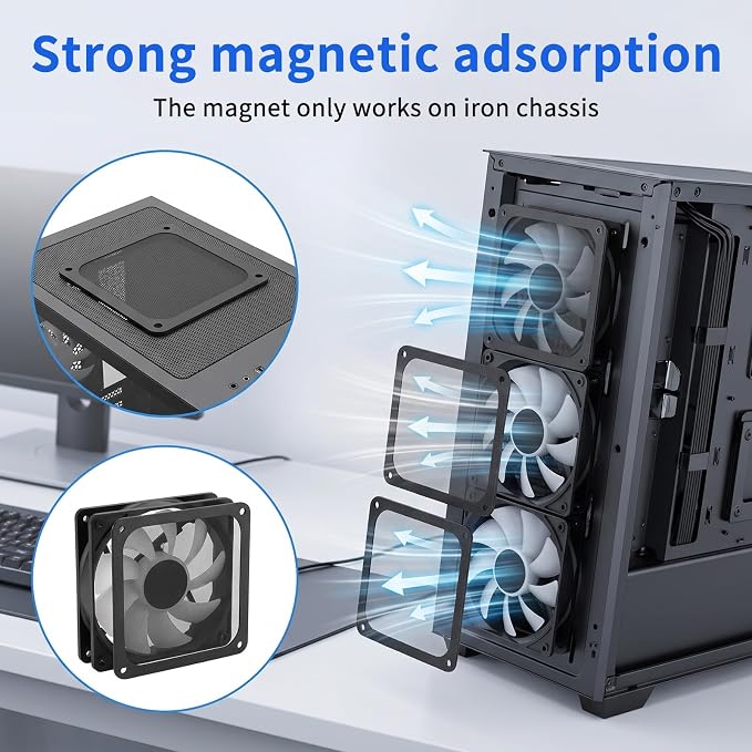 2 Pcs 120mm Dust Filter PC, PC Case Dust Mesh Filter Nylon 80 Mesh | Computer - Image 6