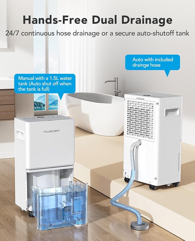 PLUSCENT 21 Pint Dehumidifier for Basement and Home, 1500 Sq Ft Portable - Image 4