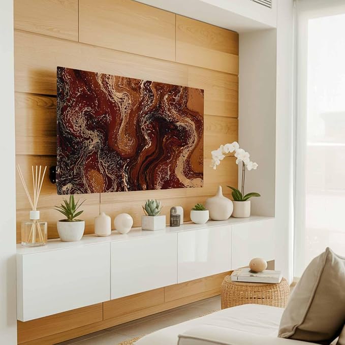 Abstract Brown Red Marble Texture Indoor TV Cover, Elastic TV Screen Protector - Image 2