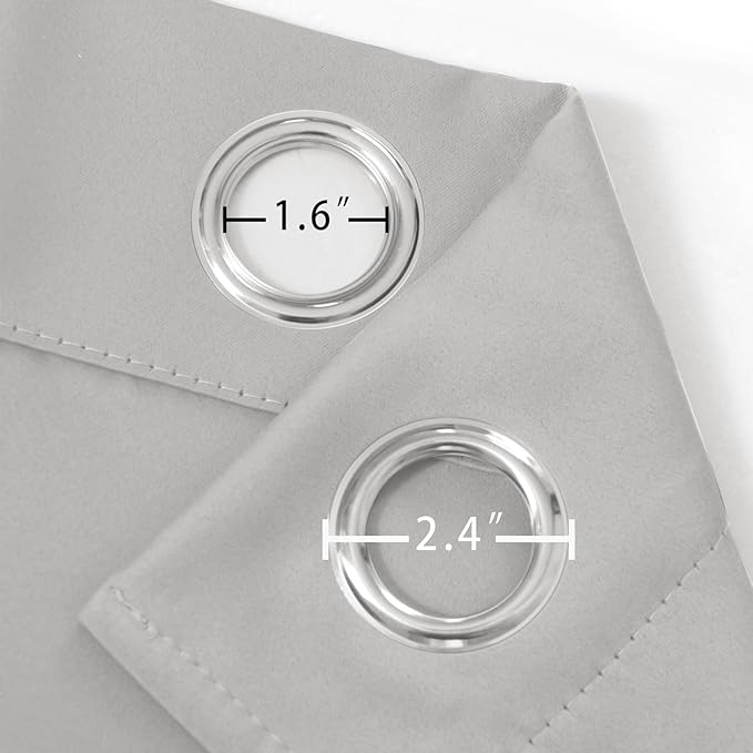 LEMOMO Light Grey Blackout Curtains 42 x 54 Inch Length Set of 2 Panels Grommet Bedroom Curtains for Living Room