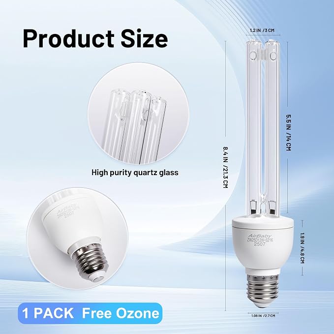AIRBABY 25 watt Replacement ÜVC Light Bulb Ozone Free, 254nm Weavelength ÜV-C - Image 2