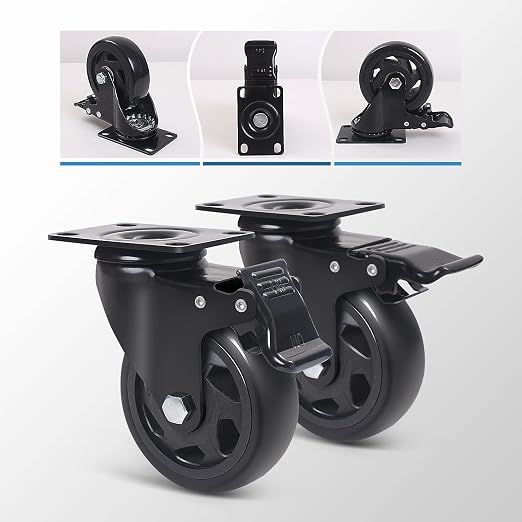 4 Inch Caster Wheels 2000lbs, Casters Set of 4, Heavy Duty Plate Casters - Image 6