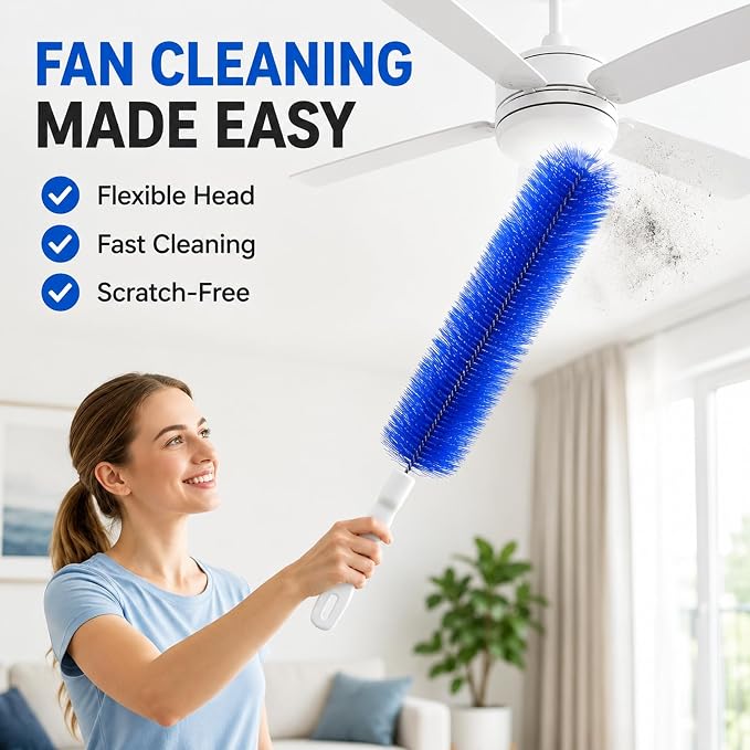 Fan Cleaning Brush, Bendable Microfiber Duster, Washable Reusable Fan Brush - Image 2