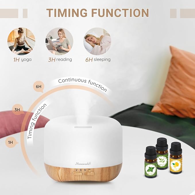 Homeweeks 300ml Essential Oil Diffuser, Quiet Aromatherapy Mist Diffusers - Image 6