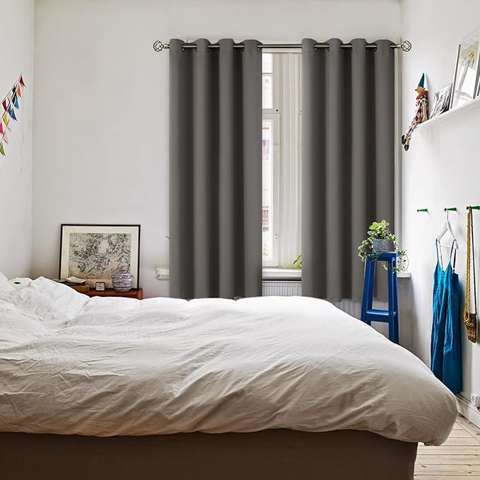 BGment Blackout Curtains for Bedroom - Grommet Thermal Insulated Room Darkening Curtains for Living Room, Set of 2 Panels (52 x 72 Inch, Grey)