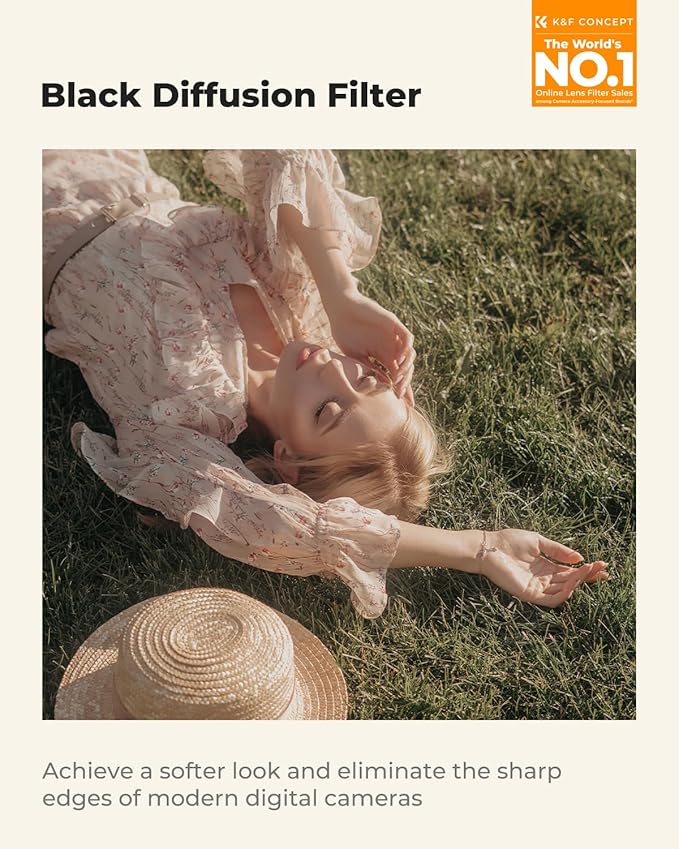 K&F CONCEPT 95mm Black Diffusion 1/4 Filter Mist Cinematic Effect Filter - Image 2