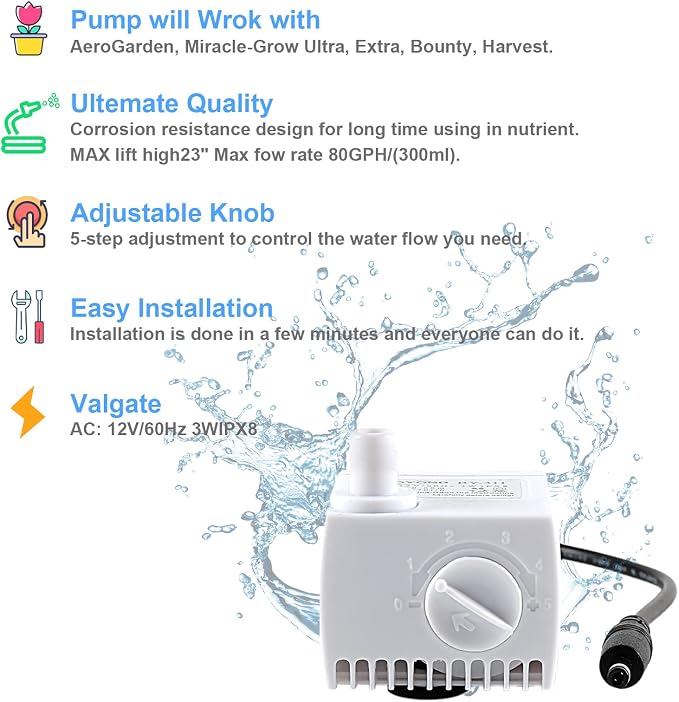 200623 Aero-Garden Pump with 10 Filters, Ultra Quiet Hydroponics Growing System - Image 7