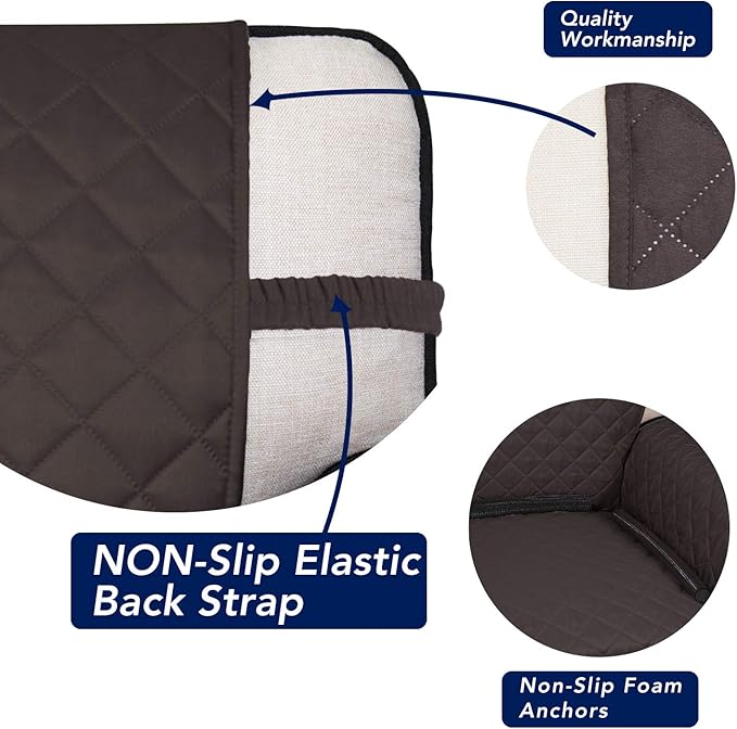 PureFit Reversible Quilted Sofa Cover, Water Resistant Slipcover Furniture Protector, Washable Couch Cover with Non Slip Foam and Elastic Straps for Kids, Pets (X Large, Chocolate/Chocolate)