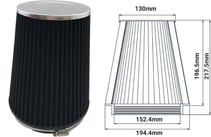 4 Inch Cold Air Intake Filter Kit & Heat Shield - Image 4