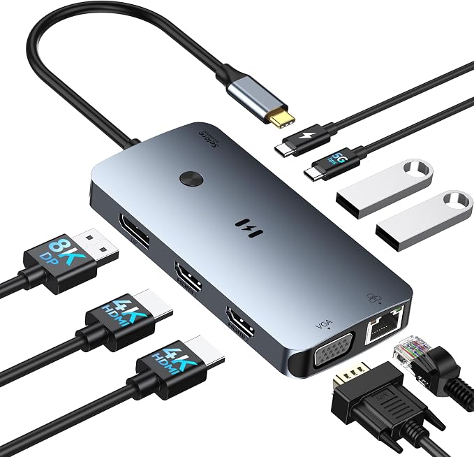 USB C Docking Station Dual Monitor Adapter, Selore Laptop Docking Station 3 by SeloreS-Global