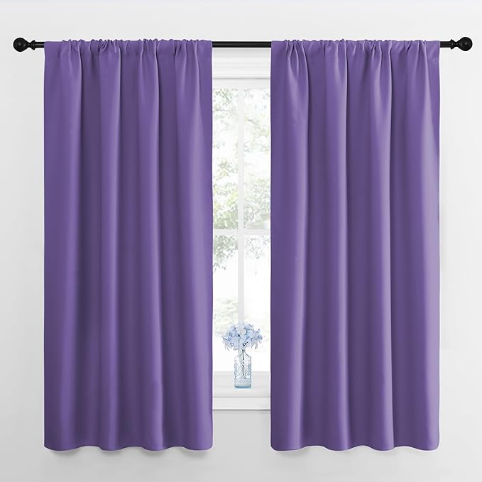 NICETOWN RV Blackout Curtains for Camper Windows, Lilac Purple, 29" Wide by 50" Long, 2 PCs, Short Blackout Curtains & Drapes, Thermal Insulated Blackout Curtain Panels for Kids Room, Play Room