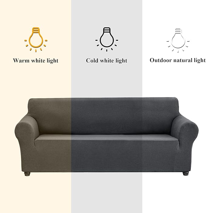 Joccun Stretch Couch Cover Slipcovers, 1-Piece Sofa Covers for 3 Cushion Couch Spandex Jacquard Washable Furniture Protector Cover for Living Room,Kids,Pets(Large 78''-94'',Charcoal)