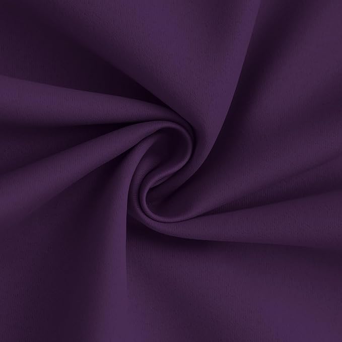 Yakamok 100% Blackout Curtain Panels 84 inches Cold and Light Blocking Drapes for Nursery, 2 Thick Layers Thermal Insulated Draperies (2 Pieces, 50 Wide Each Panel, Purple/White Backing)